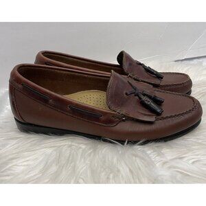 Bass Weejuns Jaclyn‎ Size 8.5M Brown Leather Tasseled Loafer Vintage Shoe Preppy